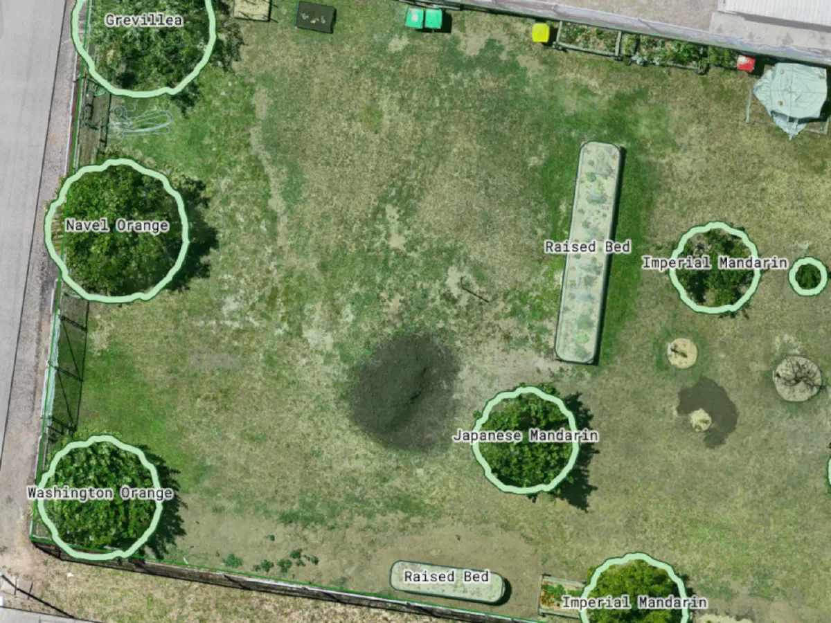 Trees mapped using drone orthophoto and Permiehub