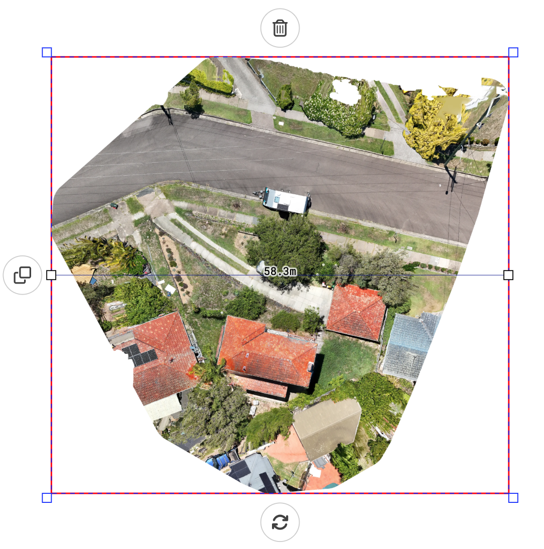 Image 1: The reference image is selected with calibration points at their default locations (centered on the left and right edges).